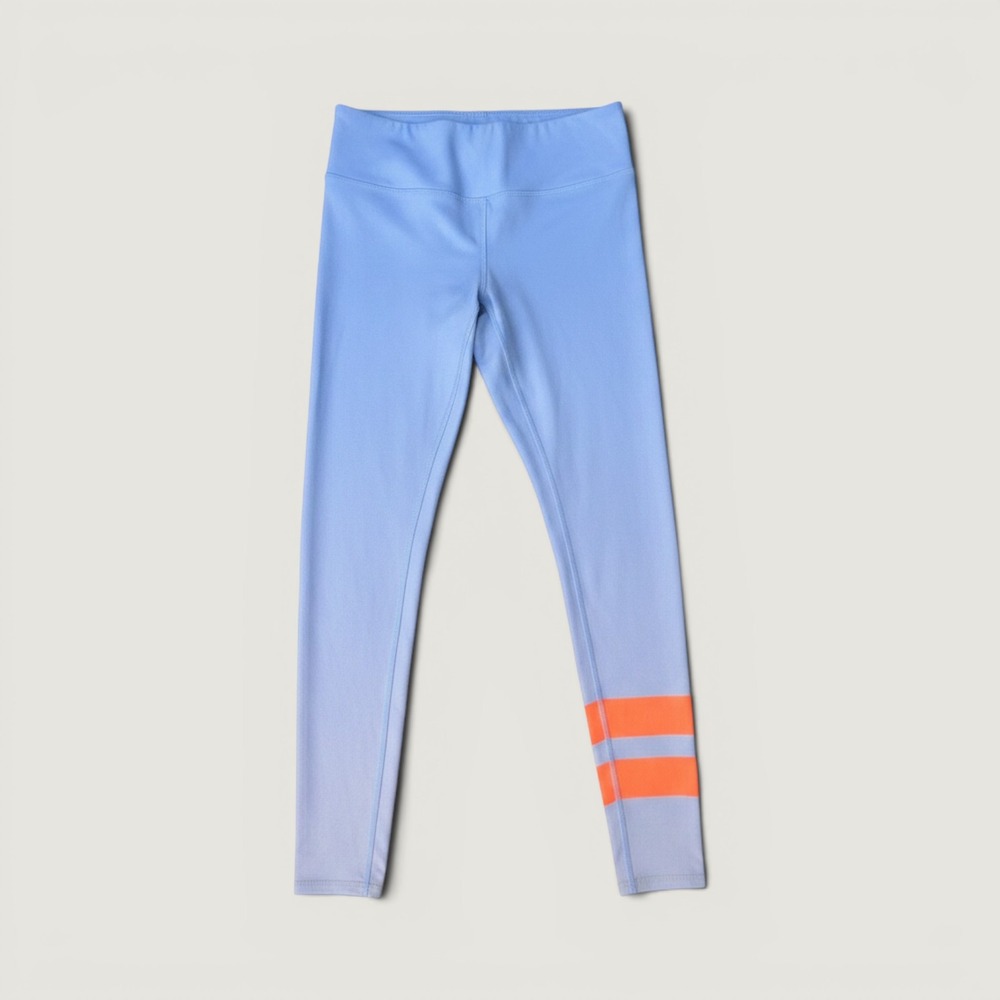 Alo Yoga Leggings Womens S Blue Ombre Neon Orange Stripe Activewear